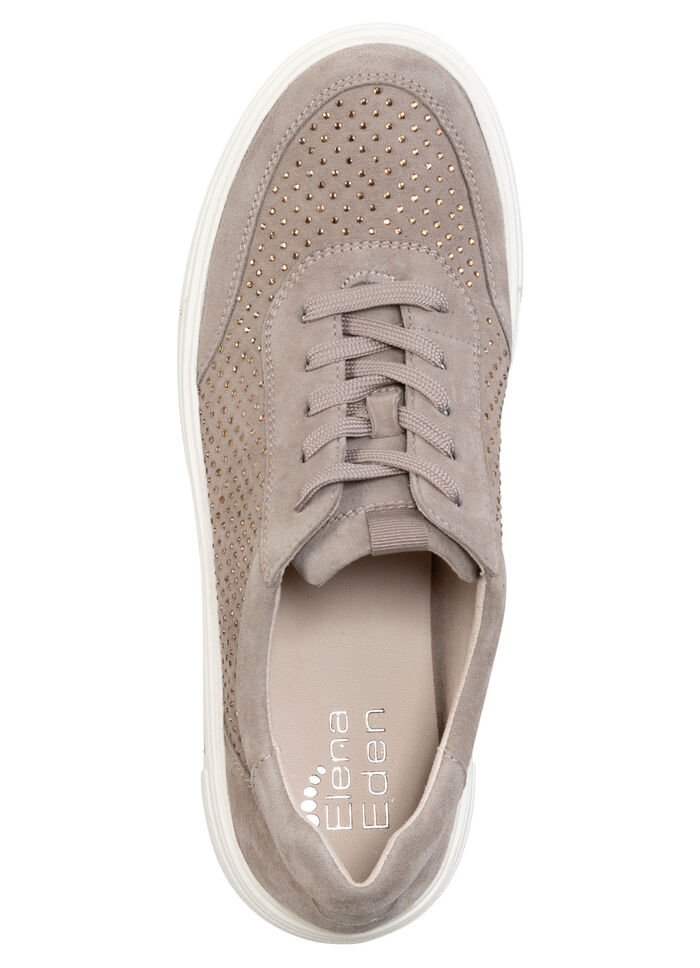 ELENA EDEN sneakers van fijn suède TAUPE