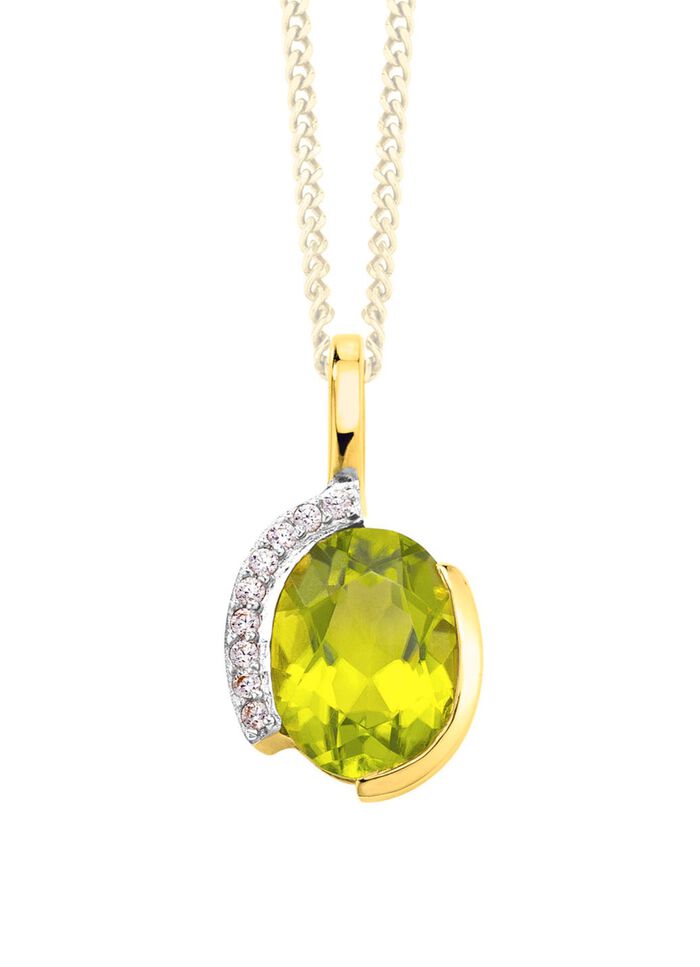 Hanger met echte peridoot en synthetische zirkonia 