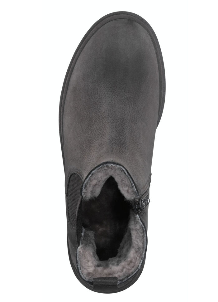 Trendy enkellaarsjes met behaaglijke voering van lamsleer GRIJS