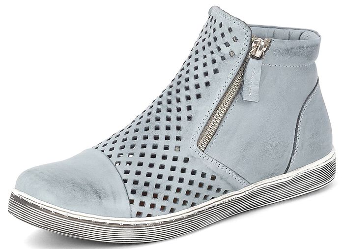 Andrea Conti, zomer enkellaarsjes voor dames, met uitneembaar voetbed LICHTGRIJS