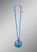 Murano glazen ketting in turquoise en zilvertinten 
