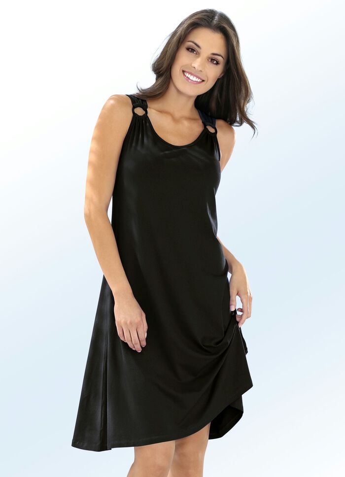 Tweedelige jurken met decoratieve ringen, mouwloos 1X KONINGSBLAUW, 1X ZWART