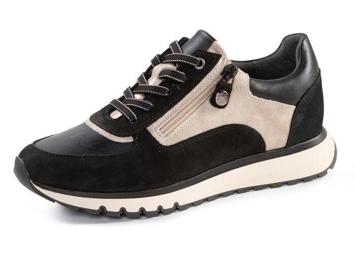 ELENA EDEN, trendy damessneakers, breedte G, met uitneembaar voetbed ZWART-KIEZEL