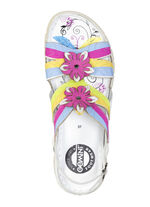 Gemini sandaal met decoratieve leren bloemen WIT-MULTICOLOR