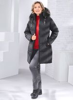 Korte jas met afneembare imitatiebontrand 