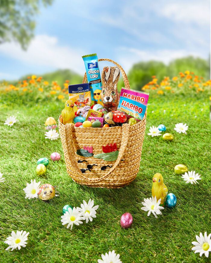 Raffia zakje "Waterlelie" met paasvulling 