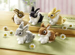Pluche konijntjes in natuurgetrouwe kleuren, set van 5 