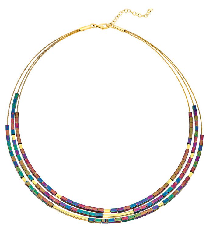 3-rijige ketting met echt kleurrijk hematiet 