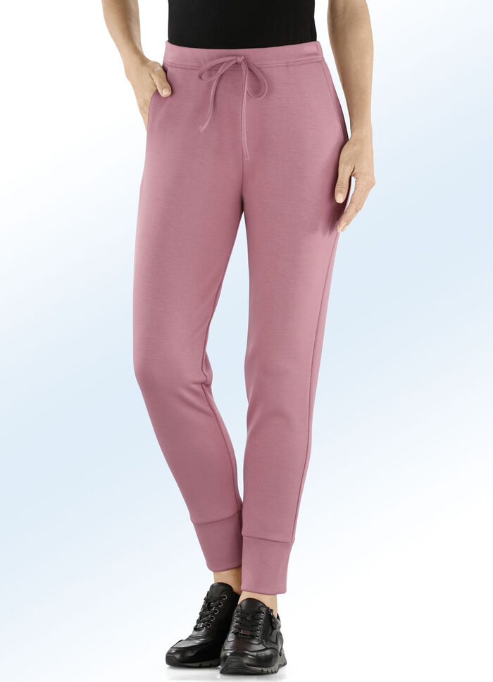 Jerseybroek in joggingbroekstijl geschikt voor in de stad DONKER ROSÉ