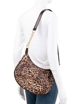 Tas, dames, met verstelbare schouderband met kettingdetail BRUIN-ZWART