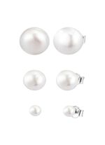Chique zilveren oorknopjes met zoetwaterkweekparels, 3 paar 