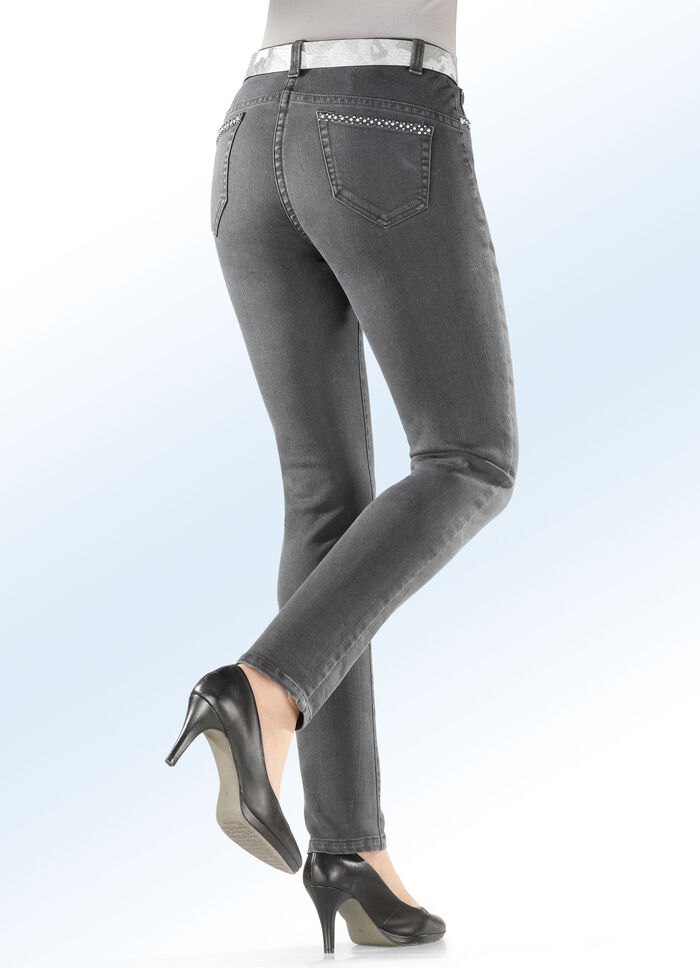 Comfortabele jeans met 5 zakken MIDDENGRIJS