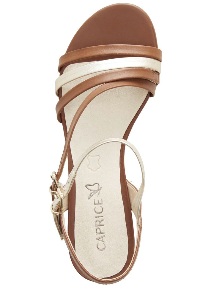 Caprice sandaal van gedeeltelijk gemetalliseerd nappaleer 