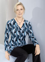 Overhemd met allover patroon in 2 kleuren PETROL-BLAUW