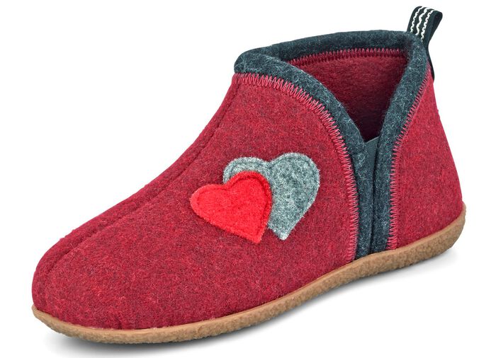 Slippers met contrasterende gekleurde applicaties GRANAATROOD