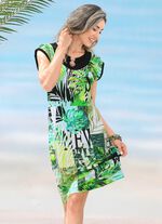 Jurk met inkjetprint en kapmouwen 