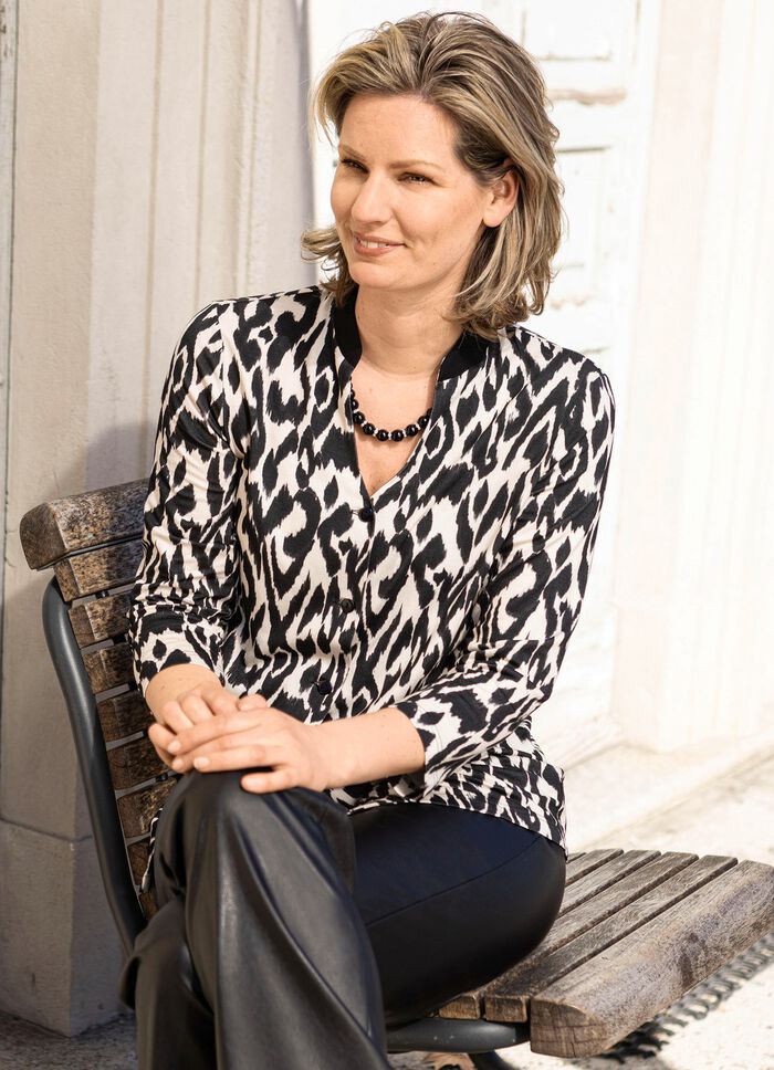 Overhemdblouse met felgekleurde print 