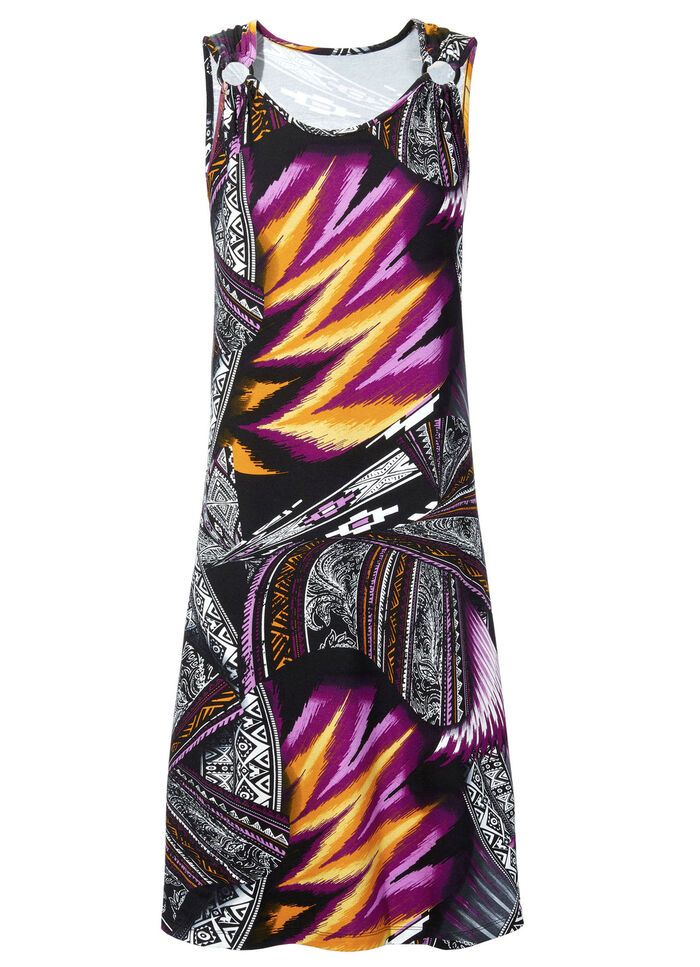 Jurkje met decoratieve ringen aan de brede bandjes 