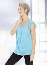 Shirt met chiffon inzet in 2 kleuren TURQUOISE