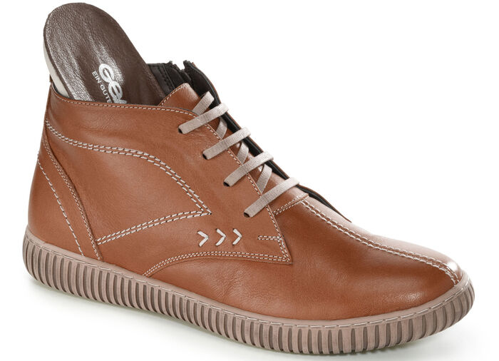 Gemini veterlaarsje met decoratieve stiksels COGNAC