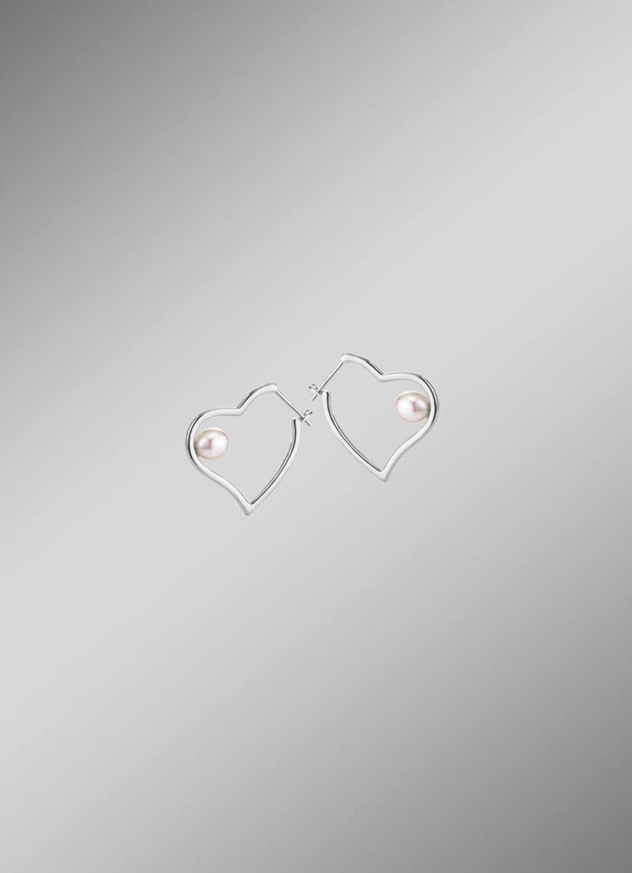 Oorringen met hartje zilver 925/- 
