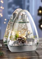 Verlichte glazen theelichthouder 