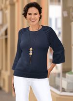 Trui met raglanmouwen in opengewerkt design 