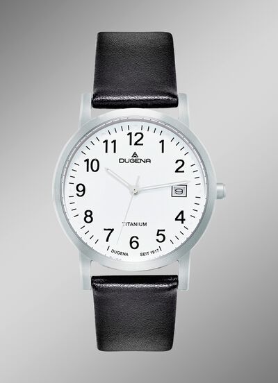 Herenhorloge met titanium kast en leren band 