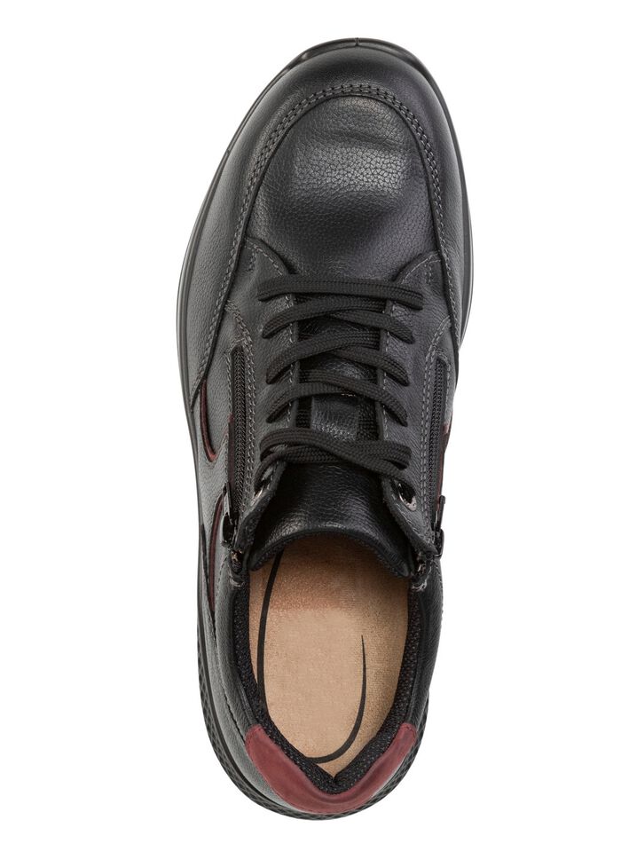 Veterschoen van nappaleer met nubuckleren details ZWART-BORDEAUXROOD