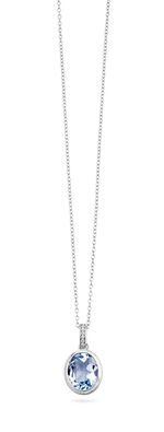 Chique aanhanger met container. Blauwe topaas en synthetisch. zirkonia 