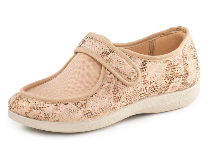 ELENA EDEN pantoffels gemaakt van gedeeltelijk glanzend bedrukt textielmateriaal 