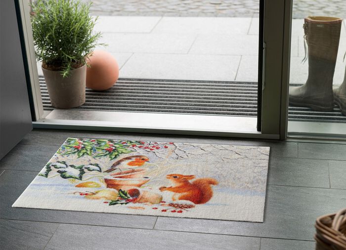 Deurmat eekhoorn met vogel 