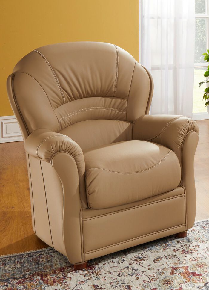 Gestoffeerd meubilair met bekleding van echt leer TAUPE