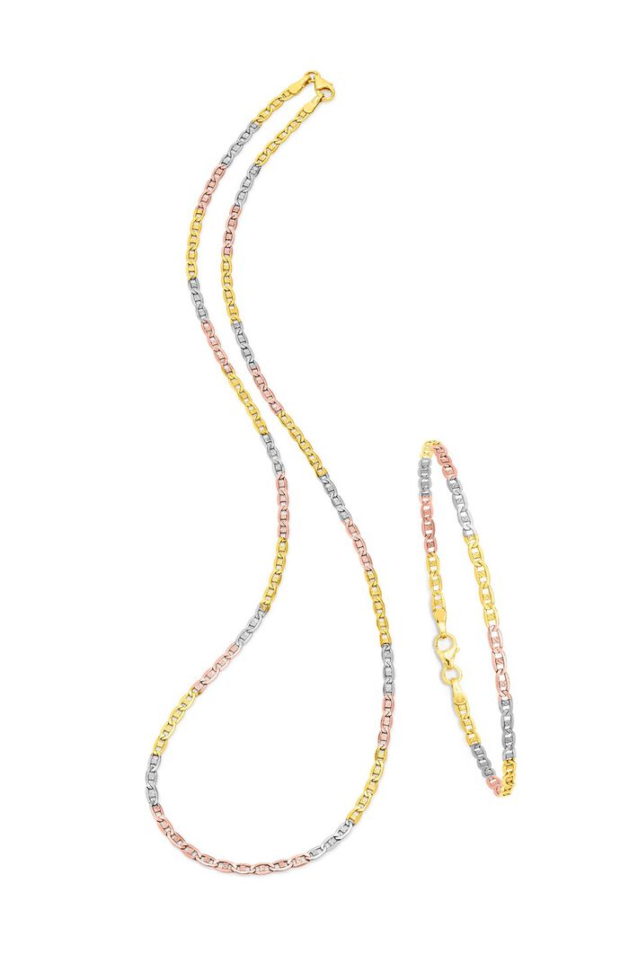 Elegante set in driekleur, met karabijnhaak 