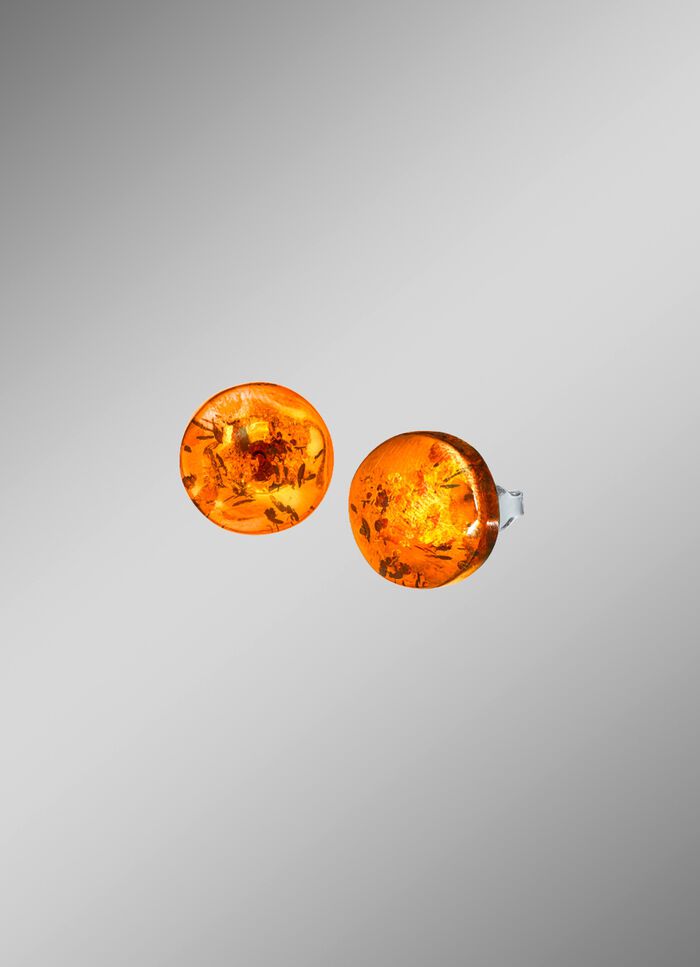 Unieke artikelen: Oorknopjes met echte, cognackleurige amber 