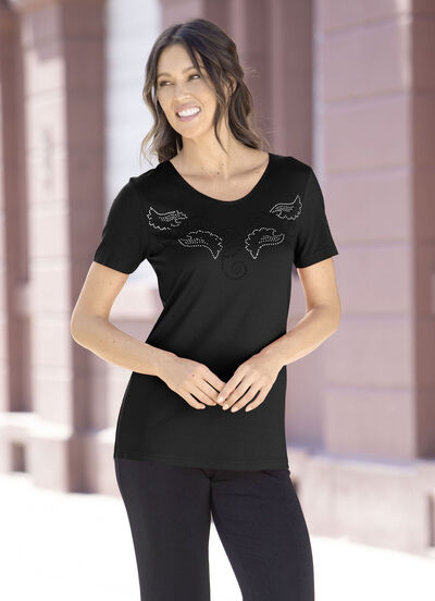 Shirt met decoratieve plaatdecoratie in 2 kleuren 