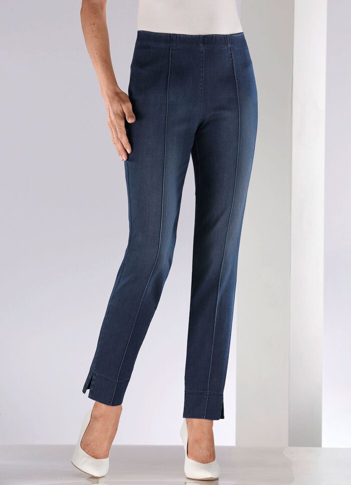 Jeans met gestikte biezen 