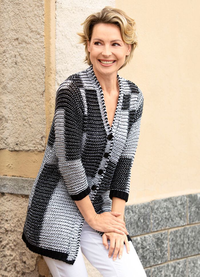 Vest met structuurpatroon ZWART-ECRU