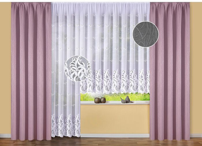 Bloemenvenstervitrage met universele railband 