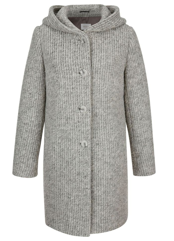 Lange jas met vaste capuchon 