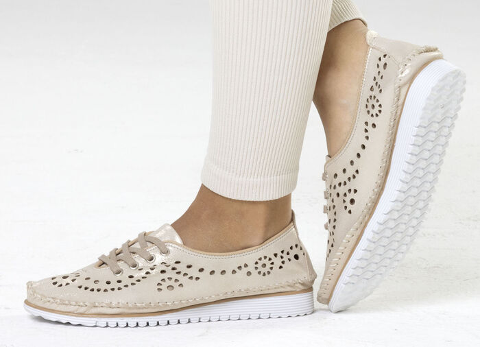 Andrea Conti, zomerse veterschoenen voor dames, breedte G, met uitneembaar voetbed MATTGOLD