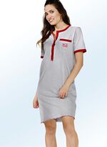 Set van twee nachthemden, met korte mouwen en knoopsluiting ROOD/GRIJS