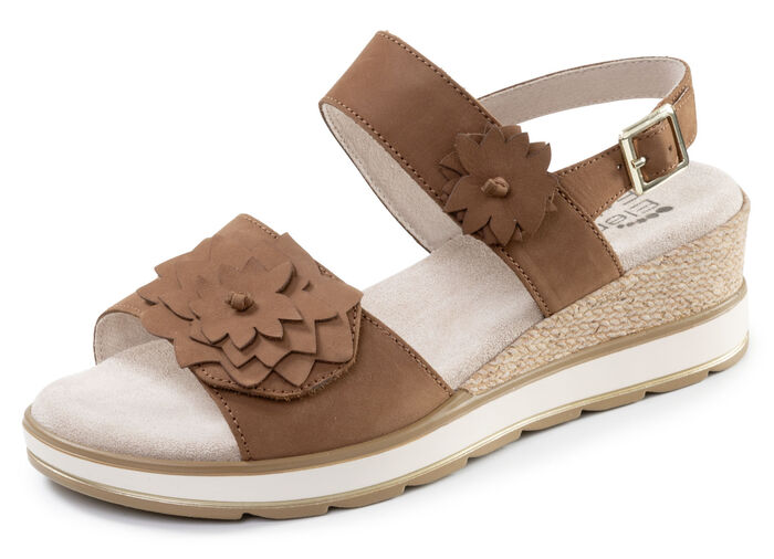 ELENA EDEN, lichte damessandalen, breedte G, met klittenbandsluiting COGNAC