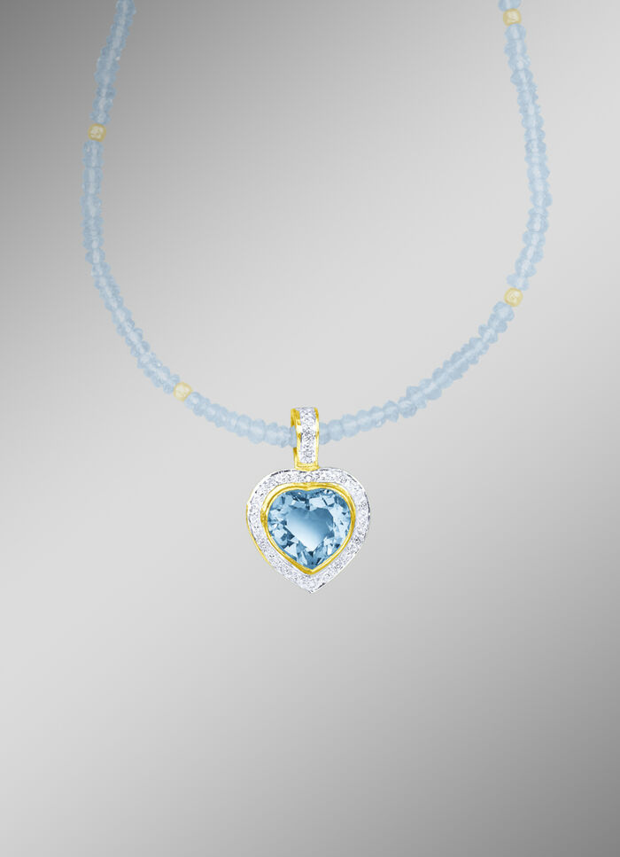 Kettinghanger met blauwe topaas en diamanten 