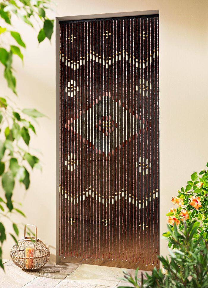 Deurgordijn van echte houten parels 