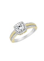 Damesring in bicolor design met synthetische zirkonia 