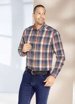 King's Road overhemd met button-down kraag TERRACOTTA-DONKERBLAUW-GROEN