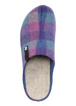 Laurina pantoffels gemaakt van geruit textielmateriaal BLAUW-PAARS