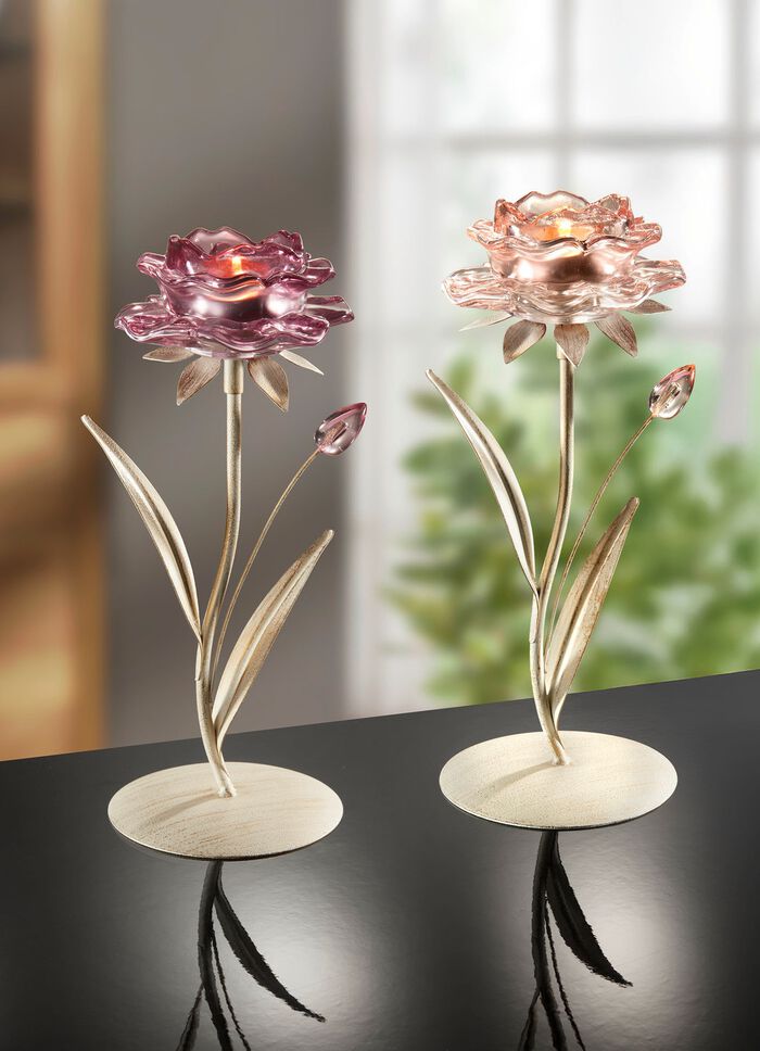 Glazen theelichthouders, set van 2 