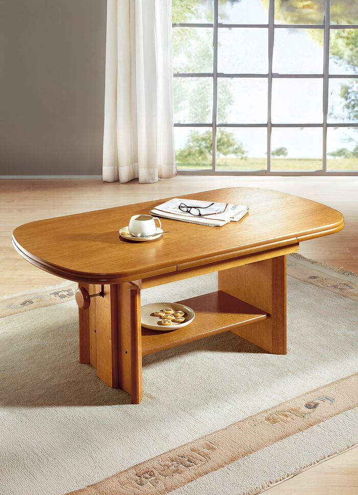 Salontafel, uitschuifbaar en in hoogte verstelbaar 